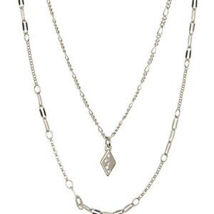 Halogen Dual Layer Diamond Shaped Charm Necklace
